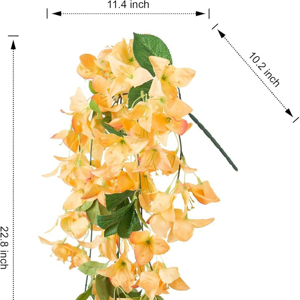 Premium 2 pcs Lifelike Silk Bougainvillea Hanging Vines - UV-Resistant Outdoor Artificial Flowers for Porch Decor Patio Balcony Accent
