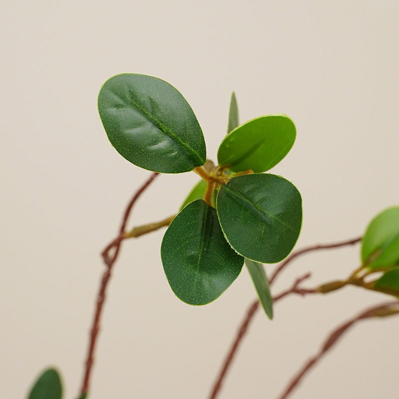 Artificial Ficus Leaf Branch, Single Stem Faux Greenery, Silk-Like Fabric, Nordic Style for Home, Wedding & Display