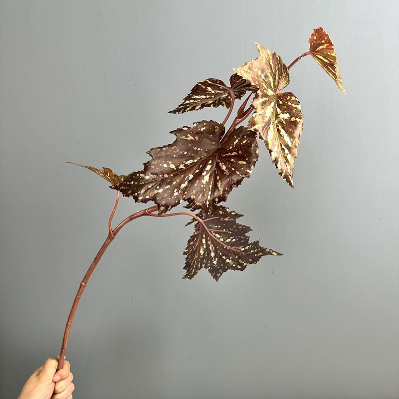 Artificial Begonia Bush, 28" Tall Faux Trout Leaf Begonia Plant for Home Decor, Wedding Centerpieces, and Commercial Displays