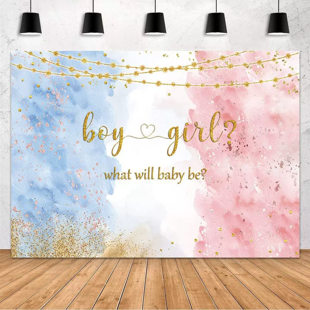 Gender Reveal Backdrop - Birthday & Party Decoration Banner - Photo Background for Celebrations