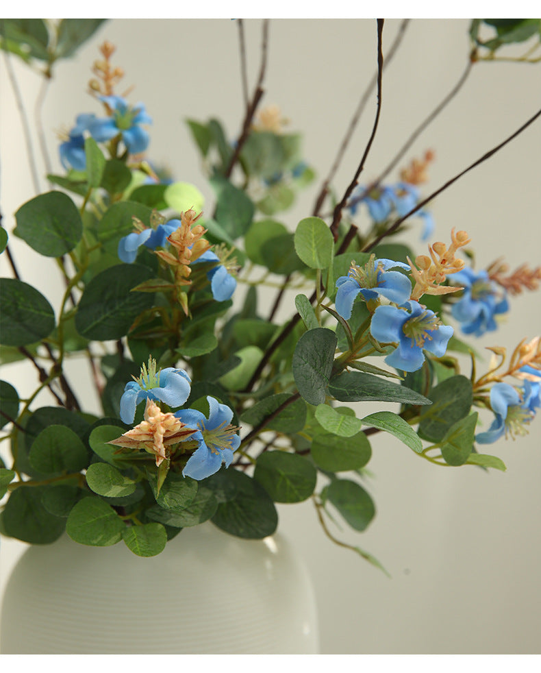 Artificial Clematis Flower, Single Stem with 3 Blooms, 20" Silk-Like Faux Floral for Home Decor, Wedding Centerpieces