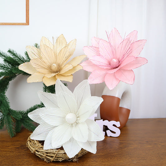 New Style Realistic Artificial Christmas Flowers 7-Color Silk 11.4 Inches - Perfect for Home Decor Wedding Props & Photography