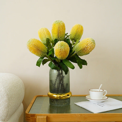 Artificial Banksia Protea Flower Stem 25 Inch 10 Pcs Silk Bulk Wholesale