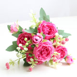 Premium Real Touch 6 pcs Silk Roses Luxury Wedding Bridal Bouquets & Persian Décor Centerpiece for Vase Table Arrangements