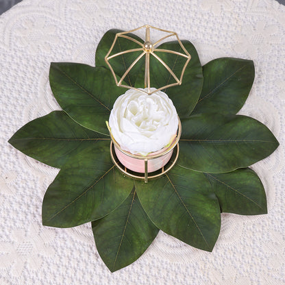 Premium 2-Piece Artificial Leaf Placemat Japanese Western Table Mats Waterproof Oil-Proof Placemats for Home Dining Décor