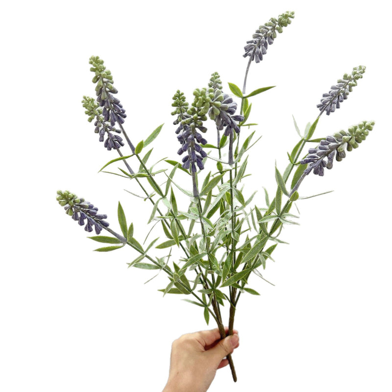 Artificial Lavender and Hyacinth Bush with 5 Blooms, 19" Tall, Plastic, Perfect for Home Decor, Weddings, and Events