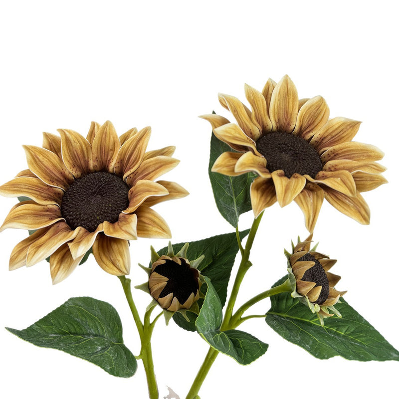 46" Artificial Sunflower Bush with 2 Blooms, Modern Farmhouse Decor for Weddings, Events, and Home Styling