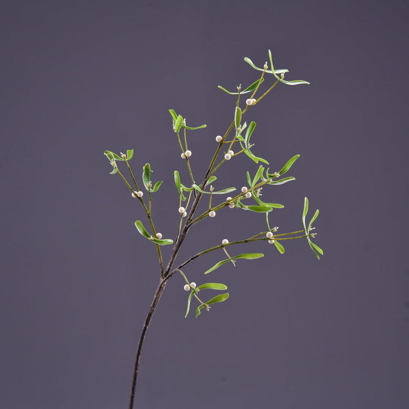 3 Pcs Artificial Mistletoe Stems with Leaf and Pearl Fruit, 12 Inch Winter Xmas Floral Arrangement