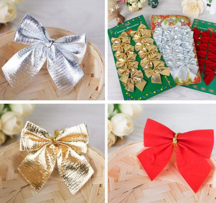 12 Pcs Artificial Flocked Christmas Bowknot Decorations for Christmas Tree, Bulk Set