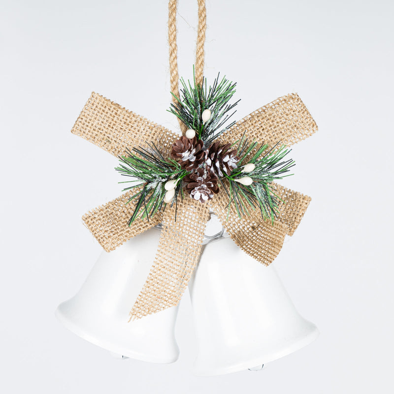 Christmas Iron Bell Ornaments with Pine Cone and Berry Hanging Decorations, Bulk Set
