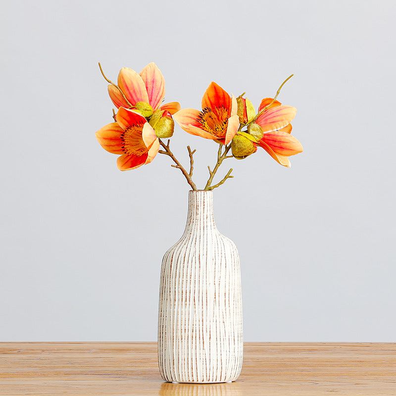 Single Stem Argentine Kapok Faux Silk Flower, 17" Tall, 4 Blooms, Perfect for Home Decor, Weddings, and Events