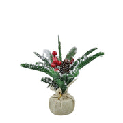 Artificial Pine Cone and Red Fruit Stems, 10 Pcs Bulk Christmas Party Decor, 12 Inch Artificial Plant Ornaments