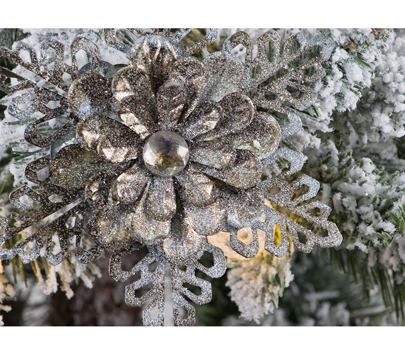 Wood Hollow-Out Snowflake Christmas Ornaments with Pine Cone, Bulk Xmas Tree Hanging Decorations, 10 Pcs