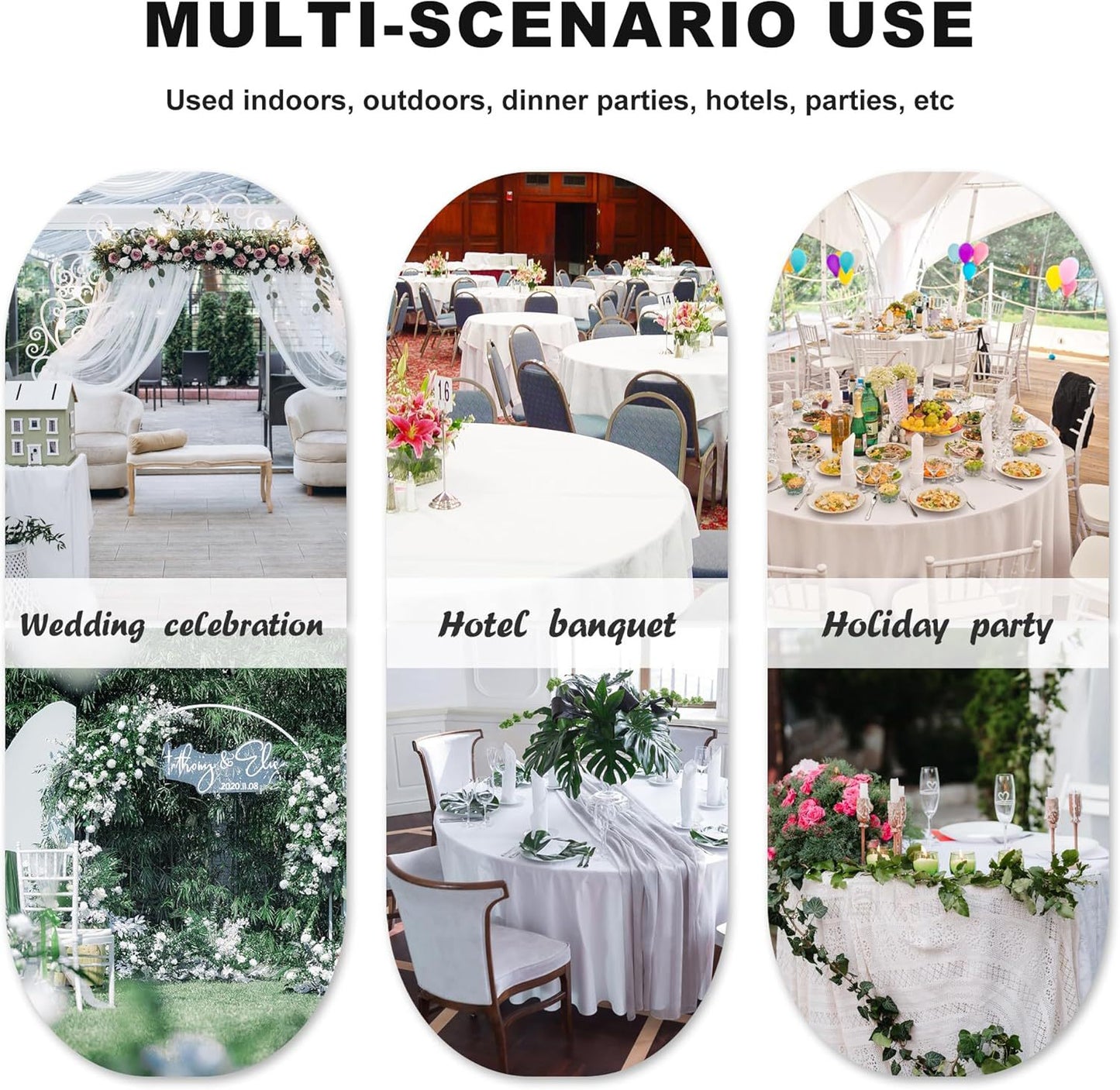 Bulk 3 Pcs Round Tablecloths Heavy Duty Polyester Washable Table Covers for Wedding Receptions Banquet Events & Birthday Parties Stain Resistant Spillproof Fabric for Dining Catering Wholesale