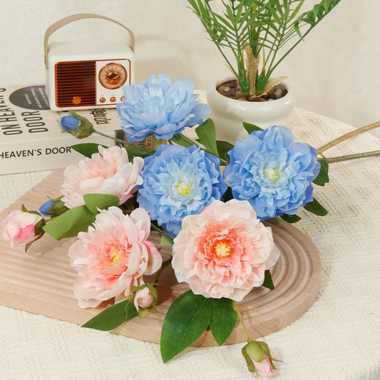 6-Head Peony Artificial Flower Stems - 27.6 Inch 2-Pack | Wedding Decor