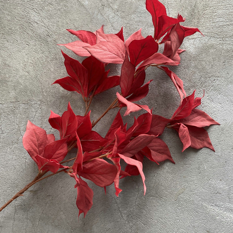 Single Stem Faux Hazel Leaf, 100cm Long, Velvet Fabric, Perfect for Weddings, Home Decor, and Commercial Displays