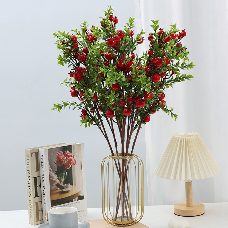 Faux Pomegranate Berries - 2 Pack (24 Heads Each) for Home Decor Christmas & Festive Arrangements
