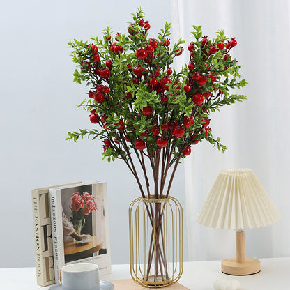 Faux Pomegranate Berries - 2 Pack (24 Heads Each) for Home Decor Christmas & Festive Arrangements