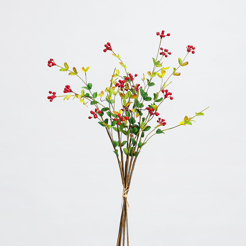 Artificial Berry Bouquet, Set of 6 Stems with 18 Blooms, 20" Long, Foam Material for Home Decor & Floral Arrangements