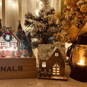 Christmas LED Glowing House Ornaments 6 Pcs Sparkly Desktop Model Decorations