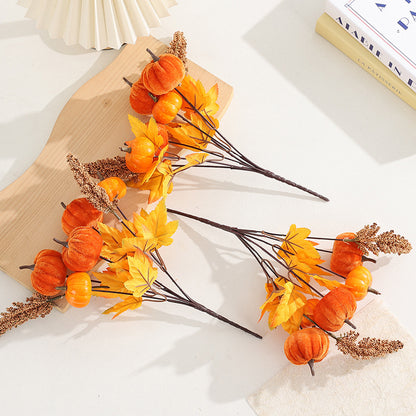 Halloween Faux Velvet Pumpkin Decor 2-Pack - Home Decoration Photo Prop & Flower Arrangement Accessory