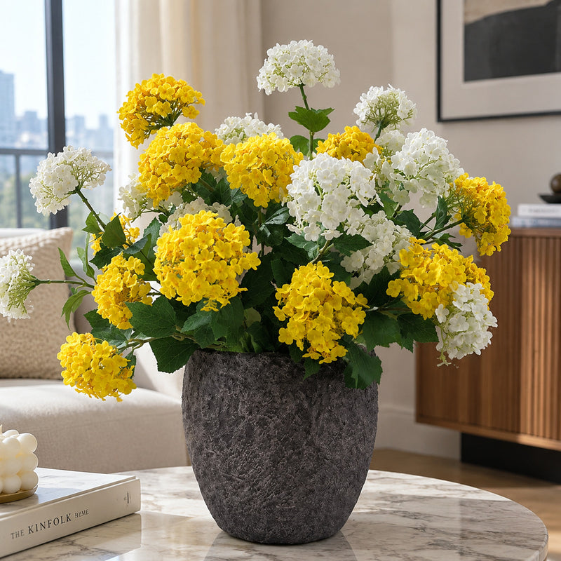 Artificial Hydrangea Bush with 3 Blooms, 28" Silk-Like Faux Flowers for Home Decor, Wedding Centerpieces, Office & Commercial Displays