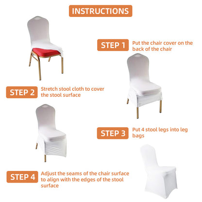 Bulk 30PCS Premium Spandex Chair Covers 4 Way Stretch Elastic Protectors for Wedding Receptions Banquet Halls & Party Events Wrinkle Free Waterproof Fabric with Anti-Slip Band Fits Most Folding Chairs Wholesale