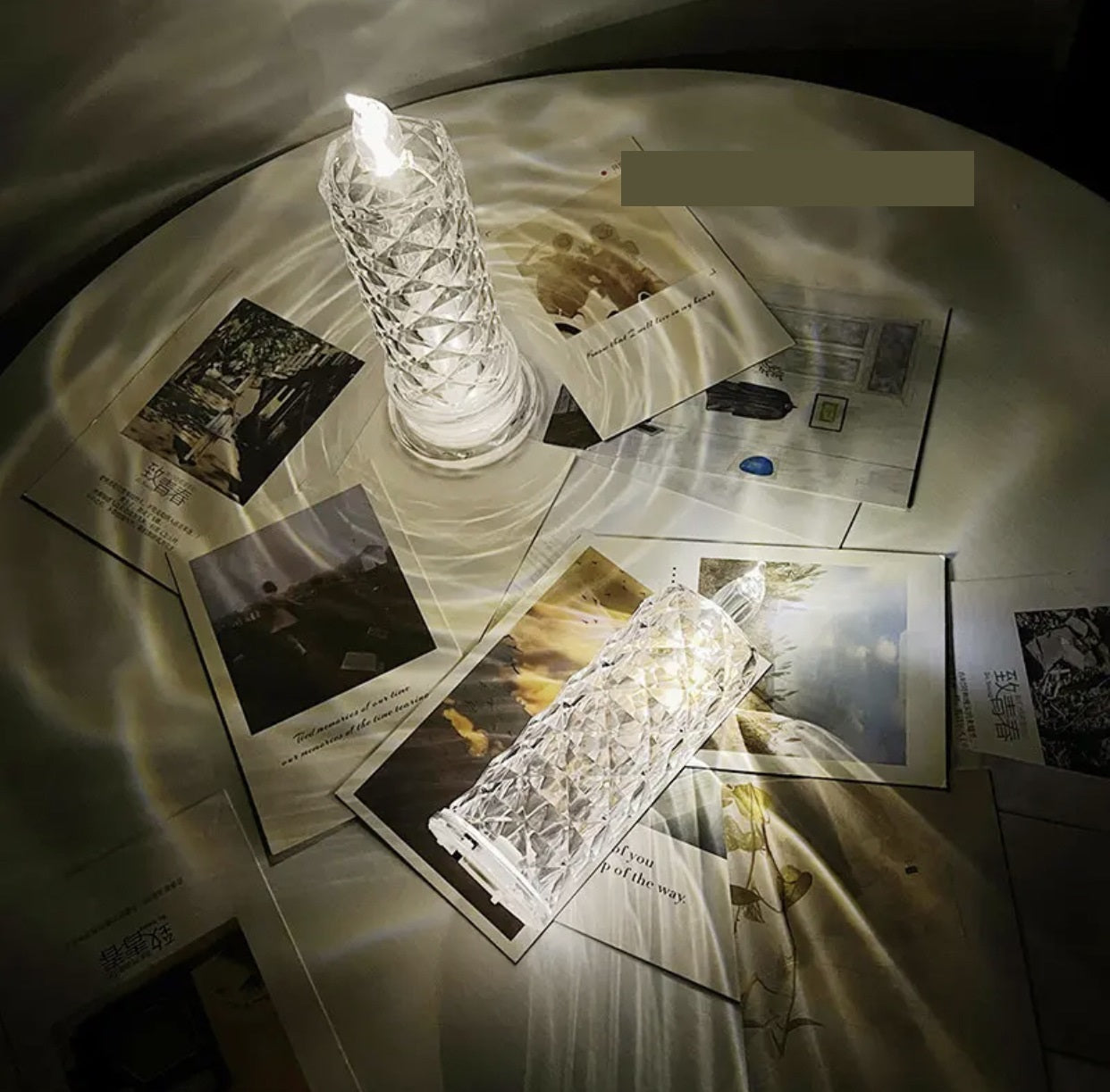 Bulk 2 Pcs LED Flameless Candles With Rose Pattern Refraction Halo Projection For Birthday Wedding Party Decor Wholesale