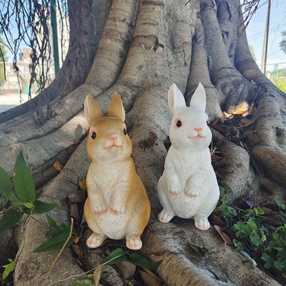 Easter Bunny Couple Resin Statues - 2 Pack Garden & Lawn Decor Figurines