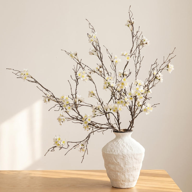 Artificial Plum Blossom Branch, 31" Realistic Plastic Bush for Home Decor, Weddings, Events, and Commercial Spaces