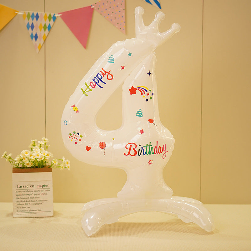 Bulk 10 pcs 42-inch White Crown Foil Number Balloons - for Birthday Party Decorations and Photo Props Wholesale