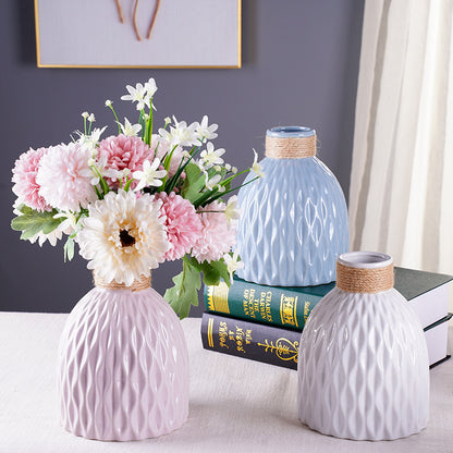 Bulk 2 Pcs Water Ripples Vase with Textured Rope Bottle for Home Party Table Decor Wholesale
