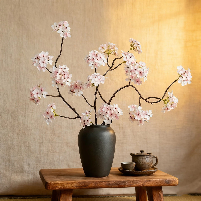 35" Artificial Pear Blossom Bush with 6 Blooms, Silk-Like Fabric, for Weddings, Events, and Home Decor