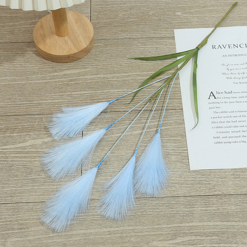 20" Artificial Pampas Grass Stem, Single Feather Reed Stem for Wedding Centerpieces & Home Decor, Realistic Faux Silk Pampas