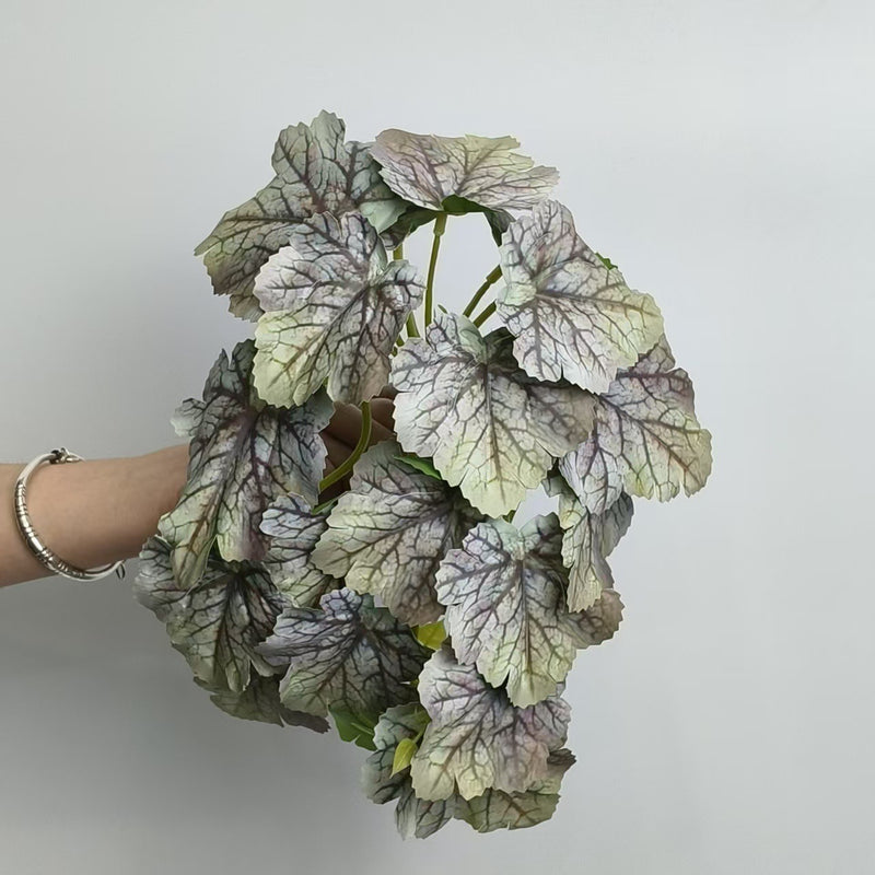 Single Stem Begonia Leaf Artificial Plant, 12 Inch Realistic Faux Greenery for Home, Hotel, and Event Decor
