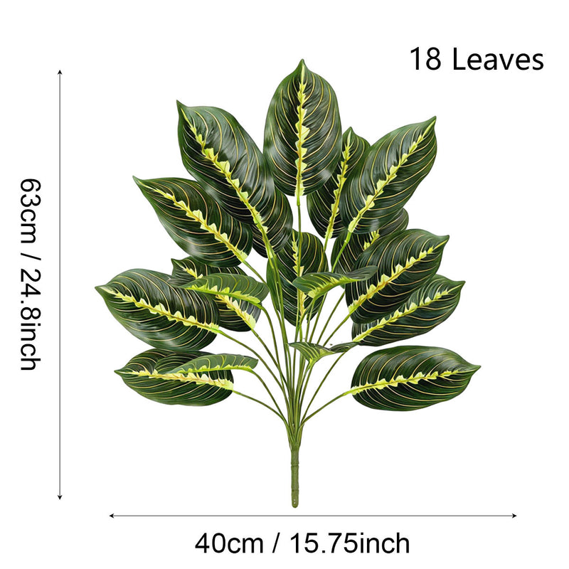 Artificial Calathea Plant, 17 Inch Tall, Realistic Plastic Greenery for Home, Office, Wedding Decor