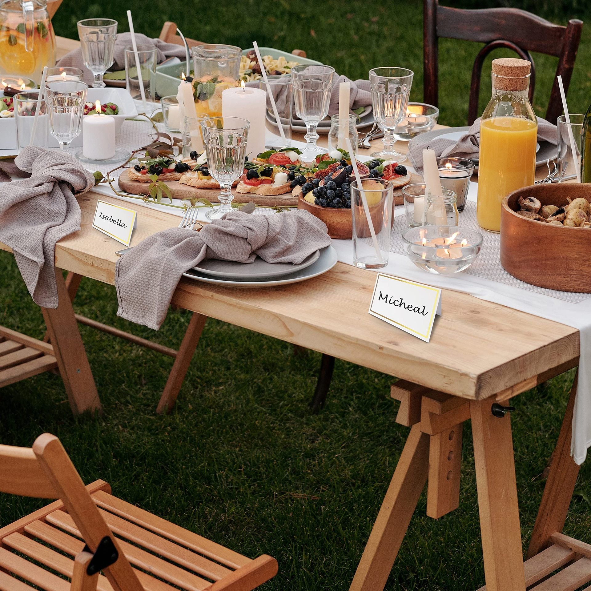 Personalized Gold Foil Wedding Place Cards 3.5" x 2" Tent Cards for Guest Seating & Names