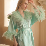 Customized Women's Feather Robe - Bridal Wedding Morning Gown Pajamas for Bridesmaids & Brides