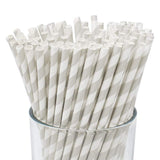Bulk 50 Pcs Biodegradable Paper Straws Disposable Striped Straws Wholesale