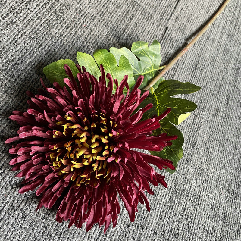 Single Stem Artificial Chrysanthemum, 29" Realistic Silk-Like Fabric Flower for Weddings & Home Decor, Dragon Claw Mum
