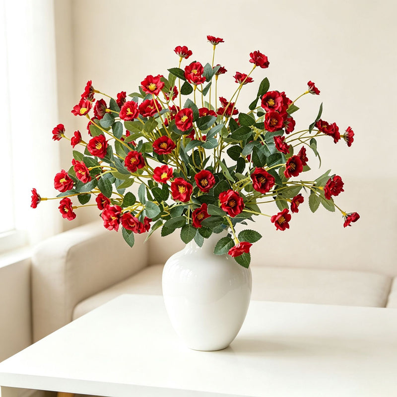 Artificial Silk Rose Bush, 15" Realistic Floral Arrangement for Weddings, Home Decor & Events, Bulk Wholesale Available