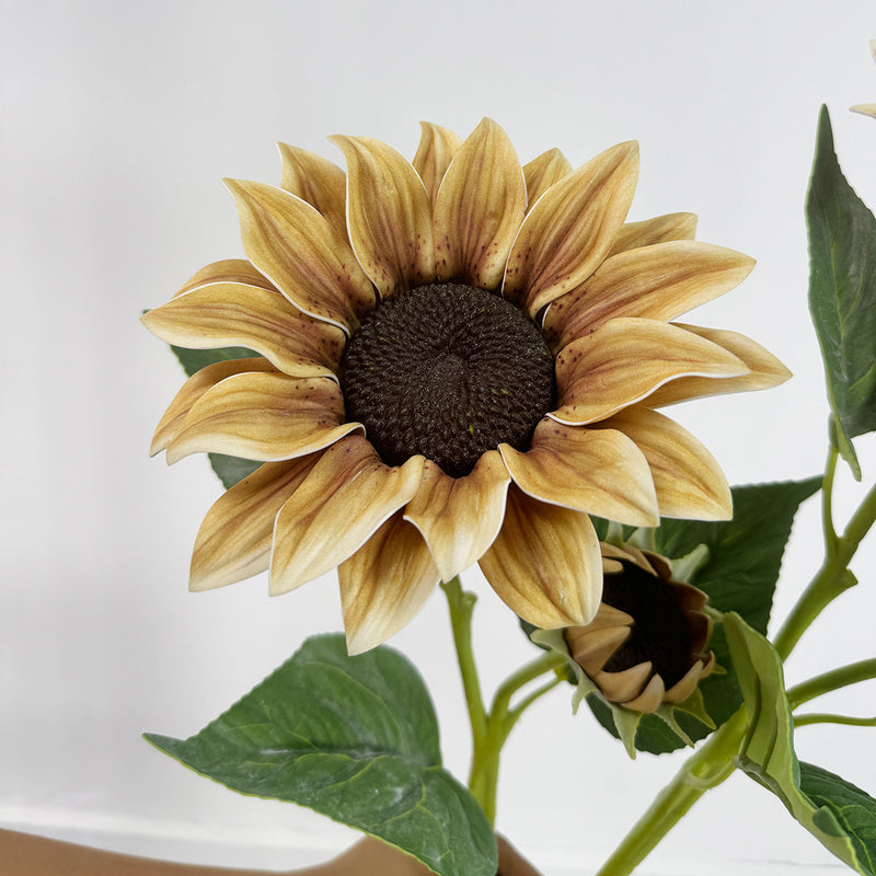 46" Artificial Sunflower Bush with 2 Blooms, Modern Farmhouse Decor for Weddings, Events, and Home Styling