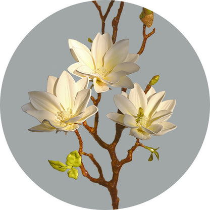 Premium PU Artificial Magnolia Flowers 2-Pack - New Chinese Style Home Decor for Living Room & Dining Table (31.1 Inches)