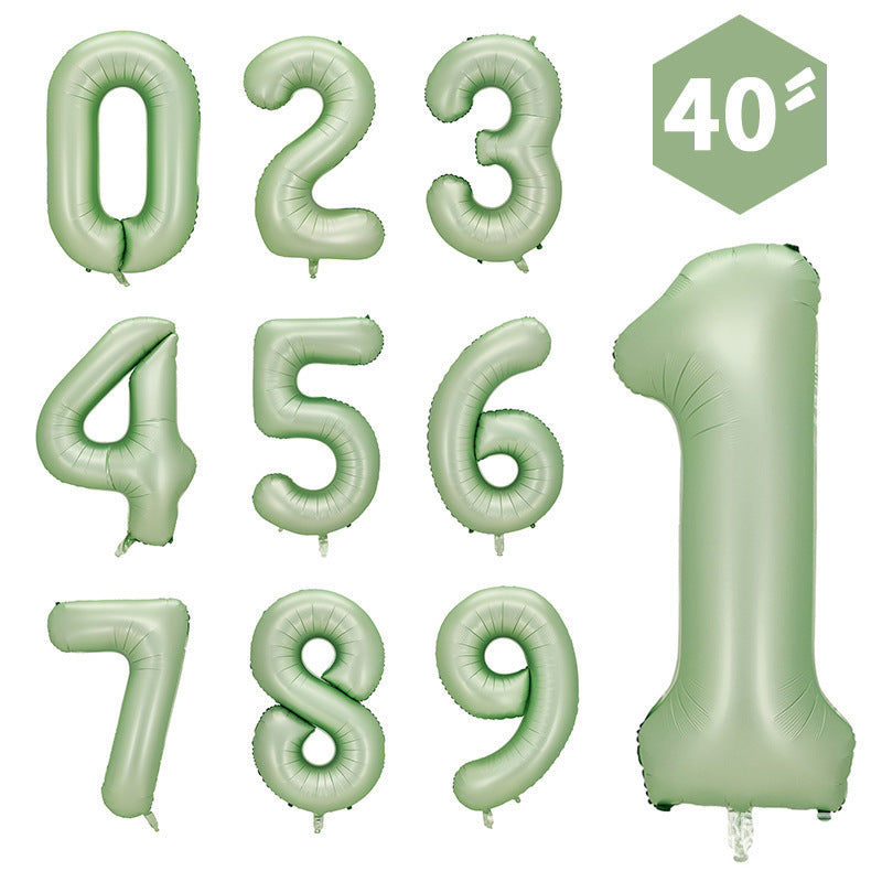 Ins Style Pastel Blue & Retro Olive Green Number Balloons - 0-9 Set for Birthday Party Decorations 40 Inches