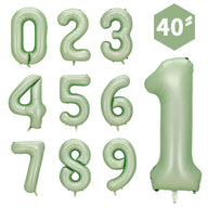 Ins Style Pastel Blue & Retro Olive Green Number Balloons - 0-9 Set for Birthday Party Decorations 40 Inches