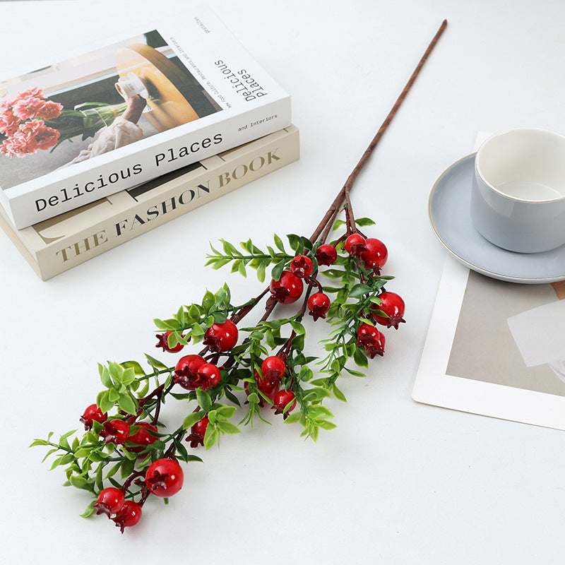 Faux Pomegranate Berries - 2 Pack (24 Heads Each) for Home Decor Christmas & Festive Arrangements