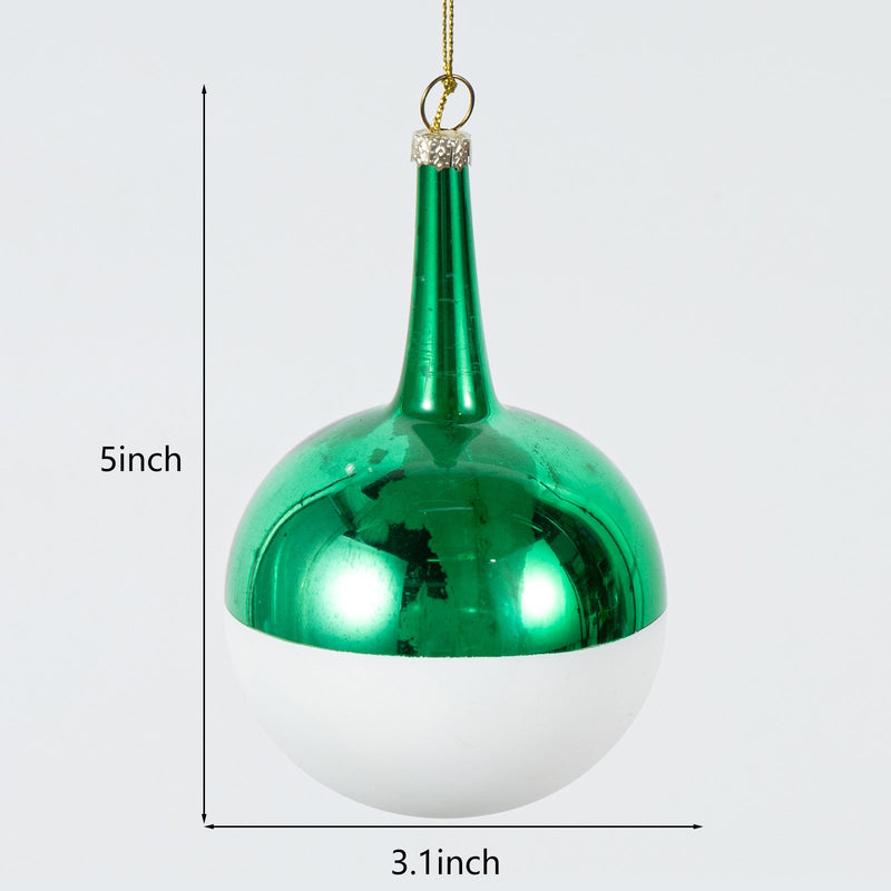 Christmas Ornament Glass Ball with Rope, Onion Shape, Bulk Set for Tree Decoration
