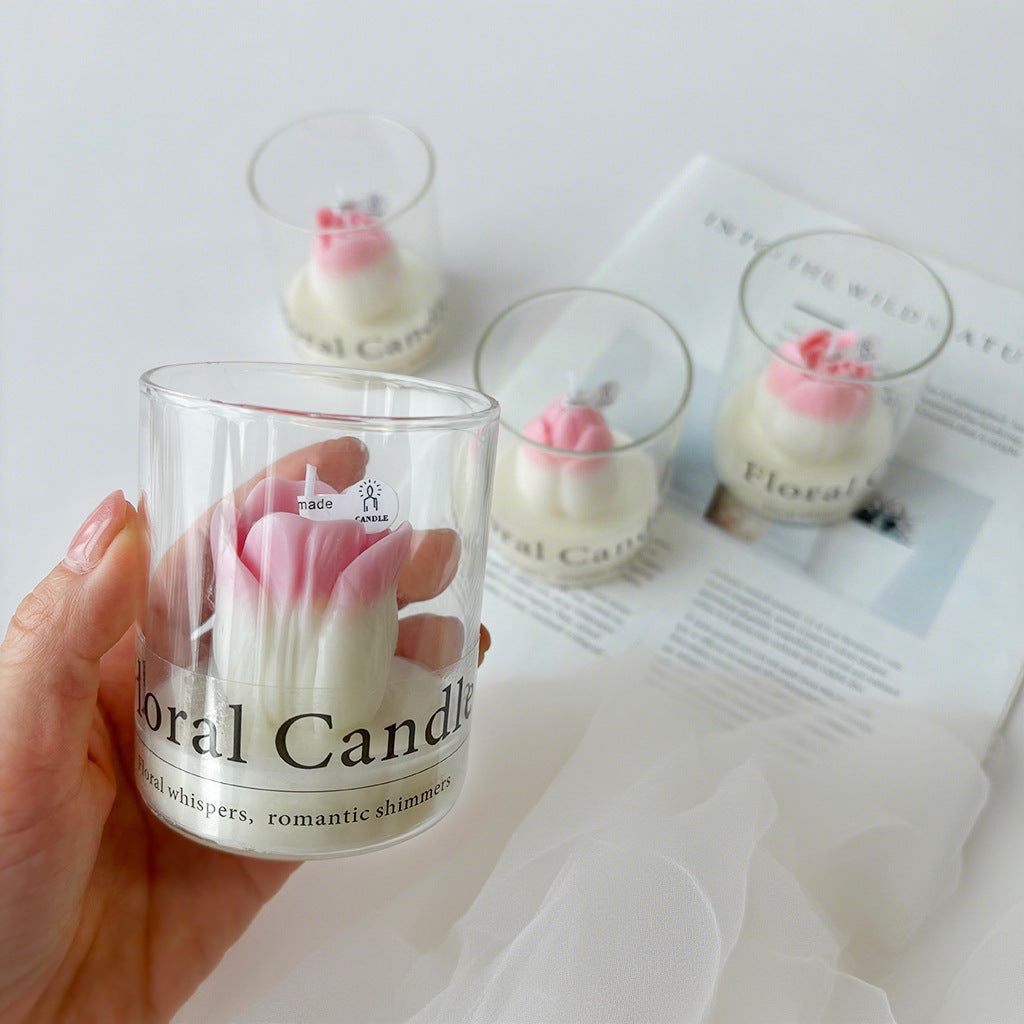 Tulip Shaped Scented Candle (3.31") – Cozy Vibe Floral Candle & Ideal Valentine’s Day Gift