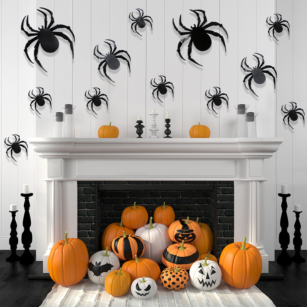 12PCS 3D Spider Wall Stickers | Halloween Party Decor Haunted House Restaurant & Hotel Setup