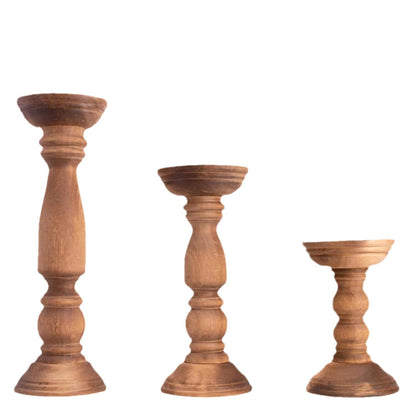 Bulk 3 Pack Wooden Candle Holders for Pillar Candles Rustic Farmhouse Style Home Decor Perfect for Table Centerpieces Coffee Table Fireplace Mantel Wedding Decor Wholesale